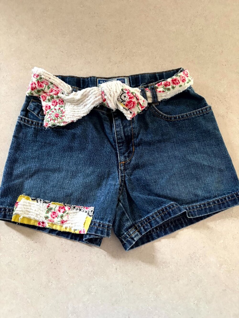 Custom Made Upcycled Kids Jean Shorts Old Navy Size 10 Girls Adjustable Waist